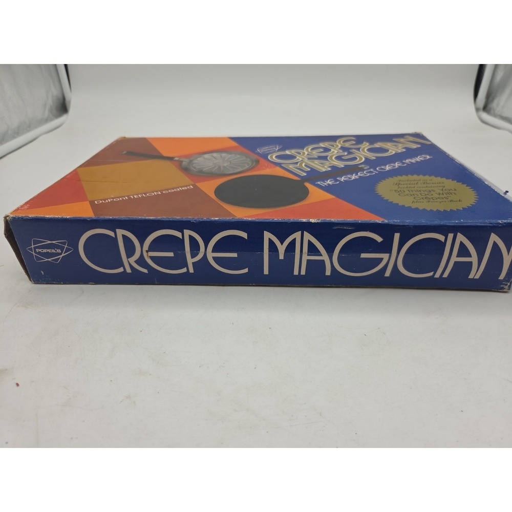 Popeil's Crepe Magician Pan Recipe Book Storage Dupont Teflon 1975 Vtg in Box - Picture 9 of 9